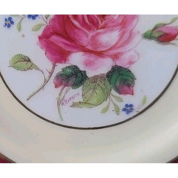 Swansea Rose (Magenta) Demitasse Cup and Saucer R139 Signed W Birbeck - Picture 11 of 14